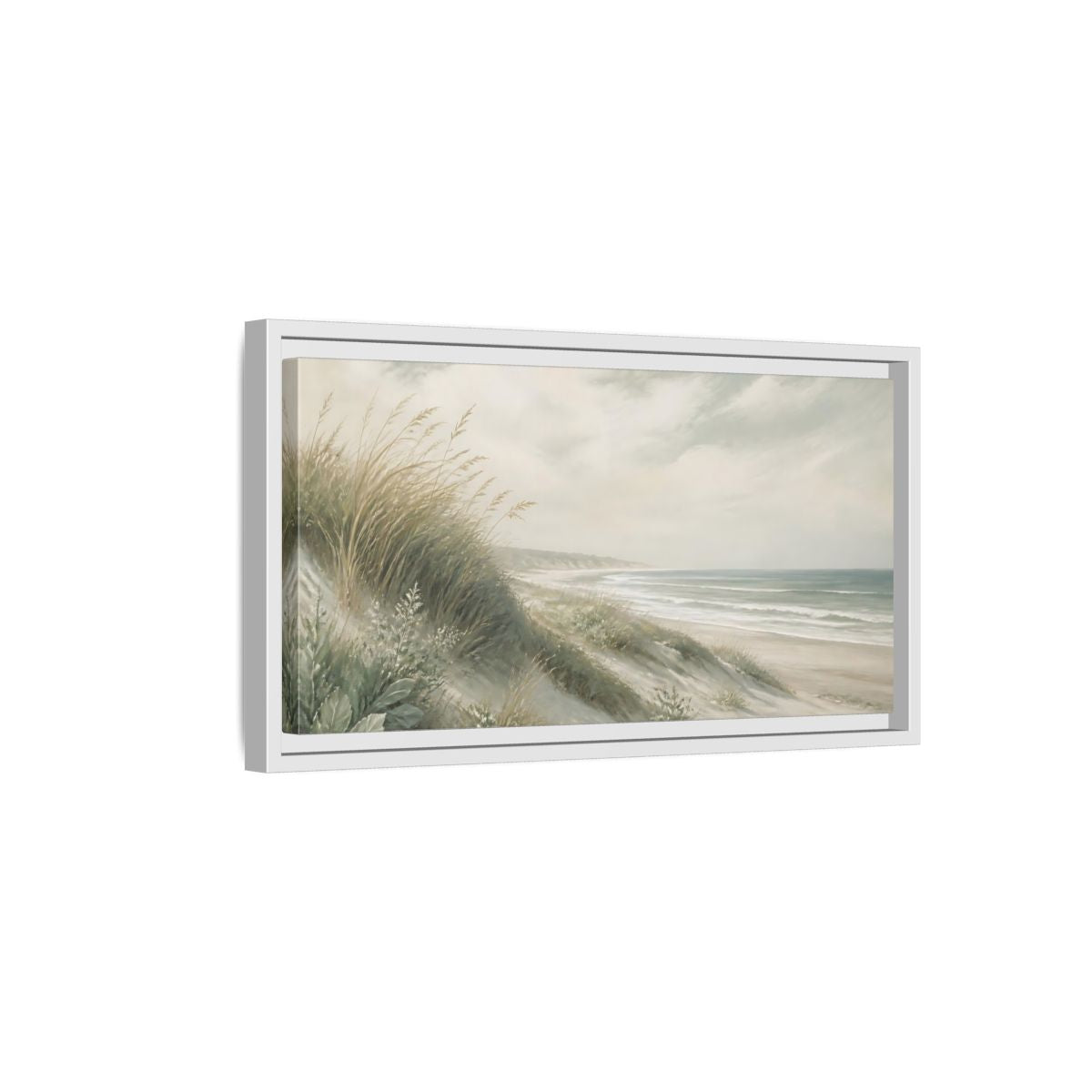 Side Mockup 6. Nature Beach Dunes Muted Beach shown as stretched canvas wall art