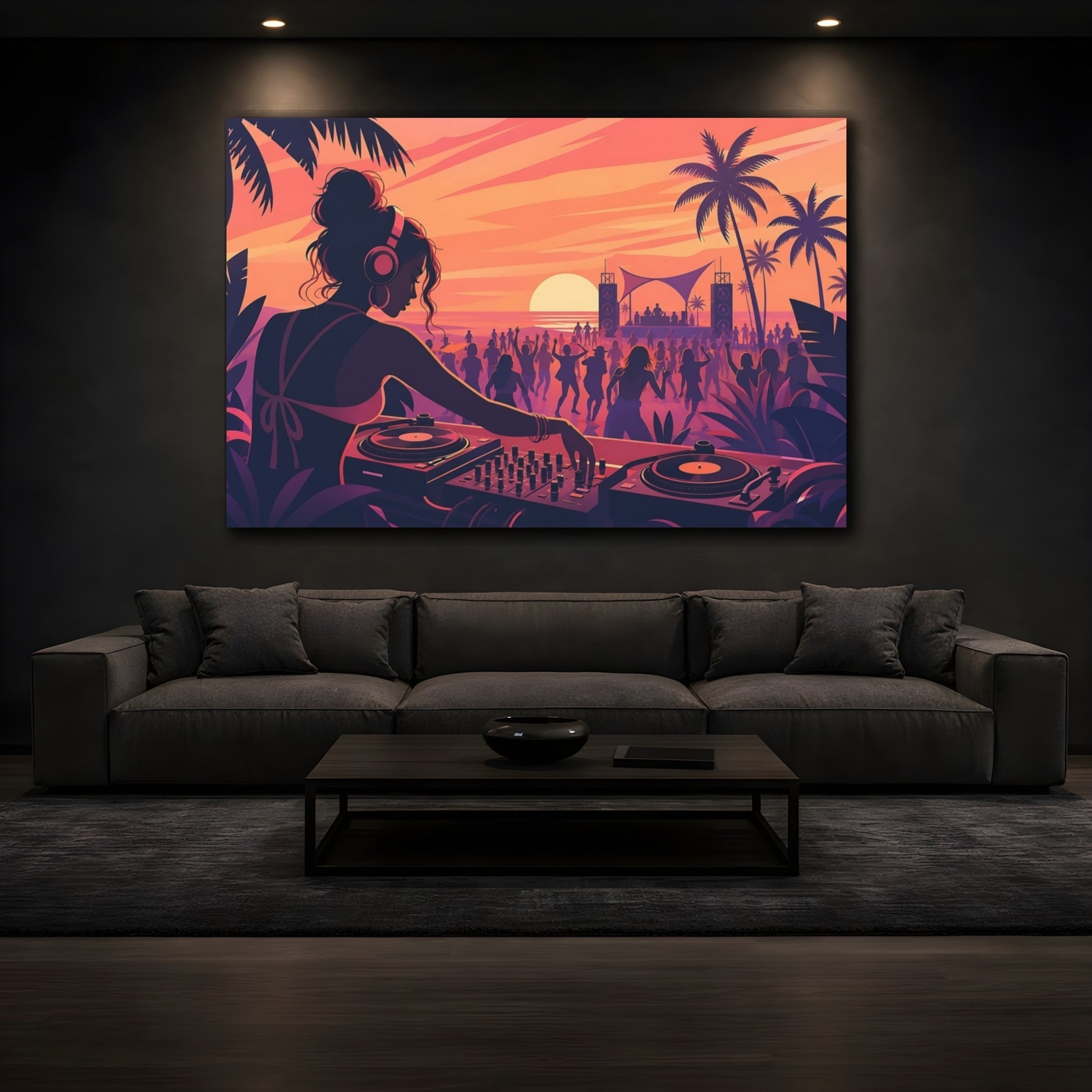 Mockup 3. Nature Beach Party Sunset Beach Party shown as canvas print