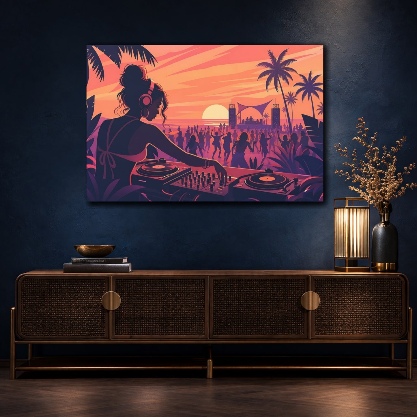 Mockup 4. Nature Beach Party Sunset Beach Party shown as canvas print