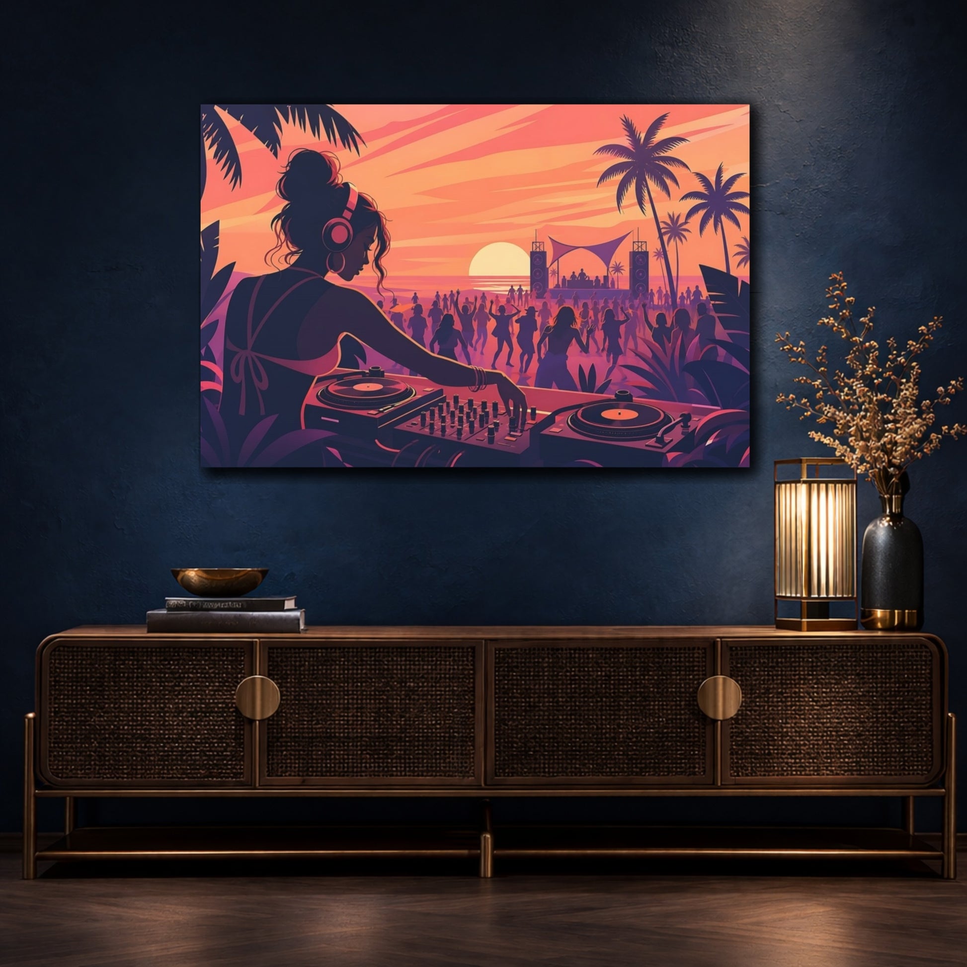 Mockup 4. Nature Beach Party Sunset Beach Party shown as canvas print