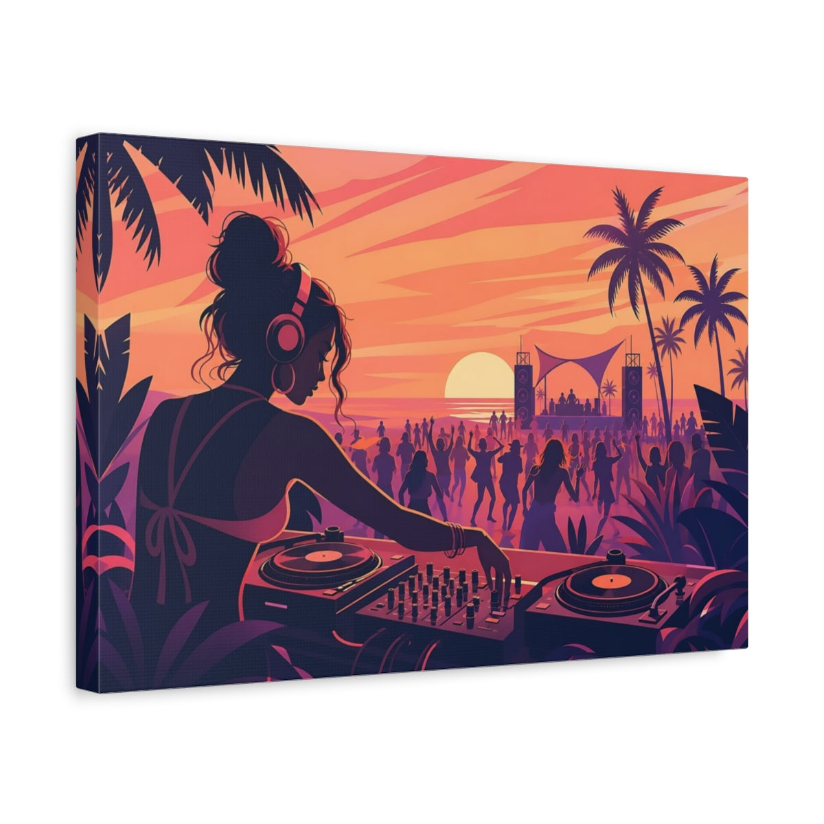 Side Mockup 4. Nature Beach Party Sunset Beach Party shown as canvas print