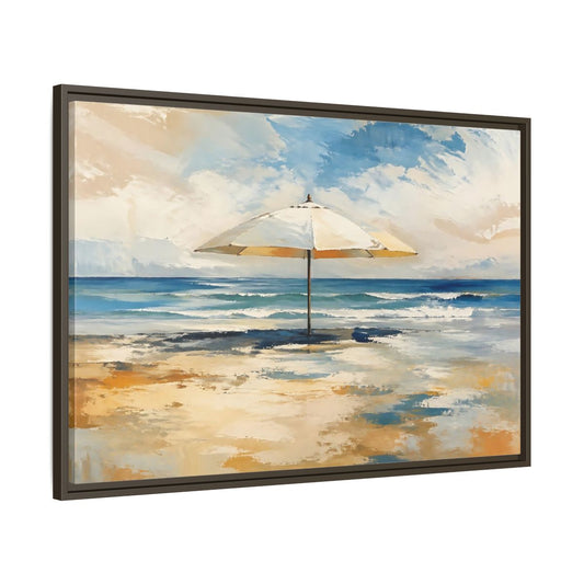 Main Mockup. Nature Beach Umbrella Coastal Beach Art shown as stretched canvas wall art