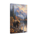 Side Mockup 4. Nature Bear Autumn Mountain Bear shown as stretched canvas wall art