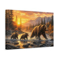 Side Mockup 4. Nature Bear Family Wildlife Sunset shown as stretched canvas wall art