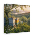 Side Mockup 2. Nature Beehives Spring Landscape shown as stretched canvas wall art