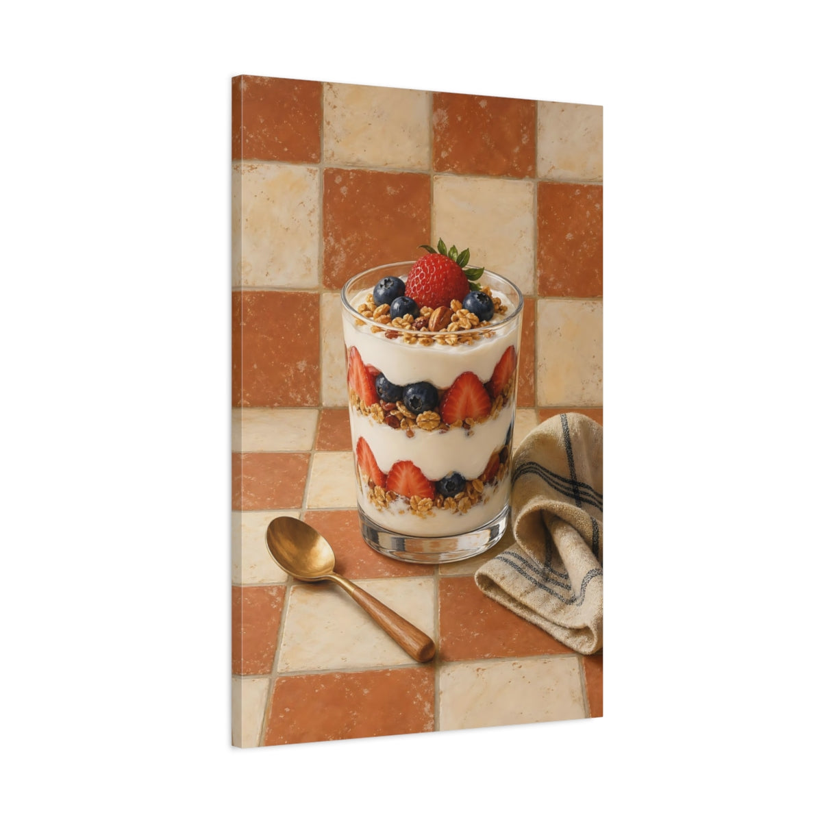 Main Mockup. Nature Berry Parfait Fresh Berry Parfait shown as stretched canvas wall art
