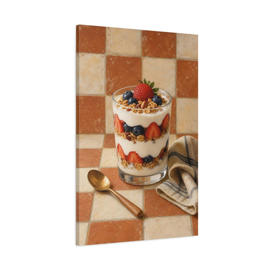 Main Mockup. Nature Berry Parfait Fresh Berry Parfait shown as stretched canvas wall art