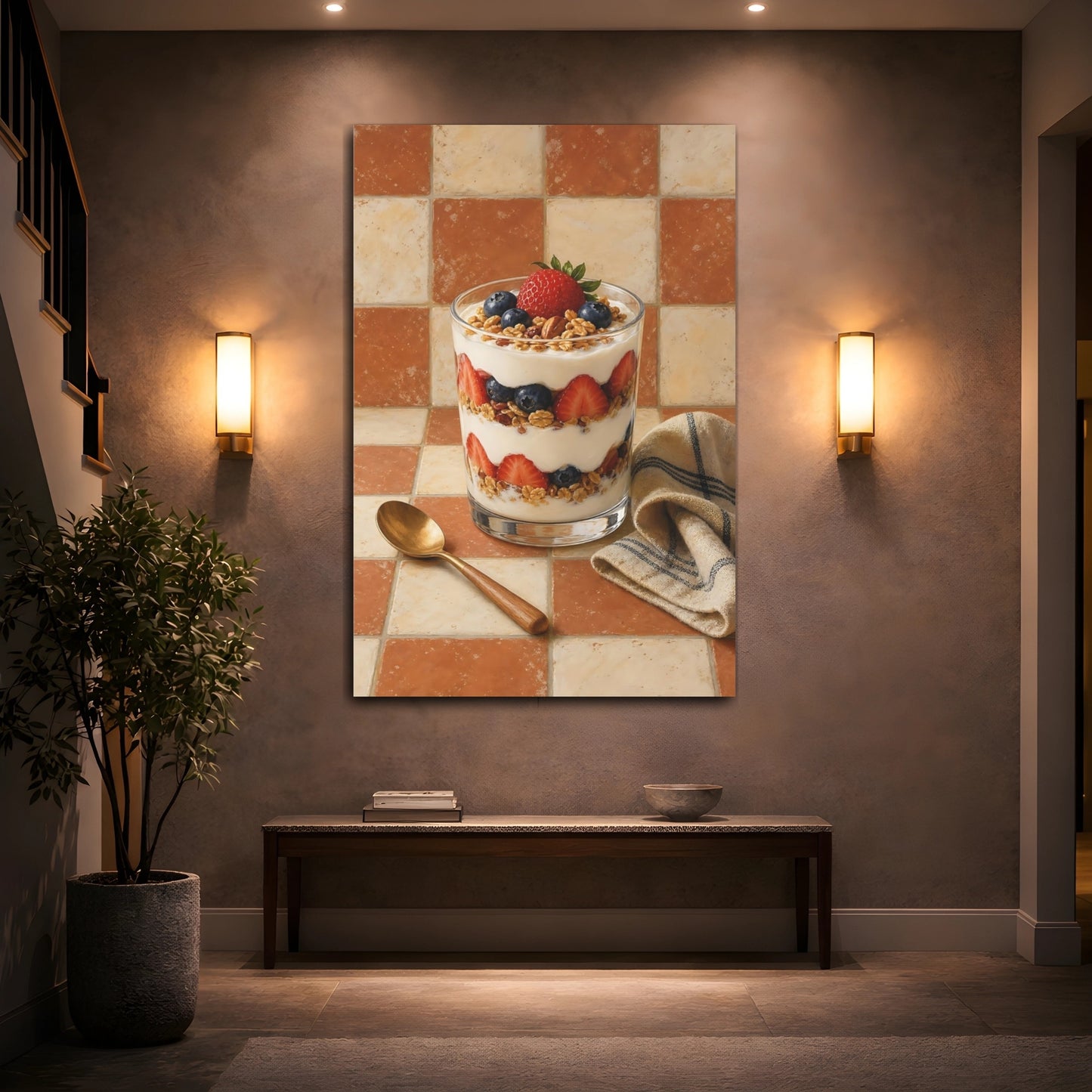 Mockup 2. Nature Berry Parfait Fresh Berry Parfait shown as stretched canvas wall art