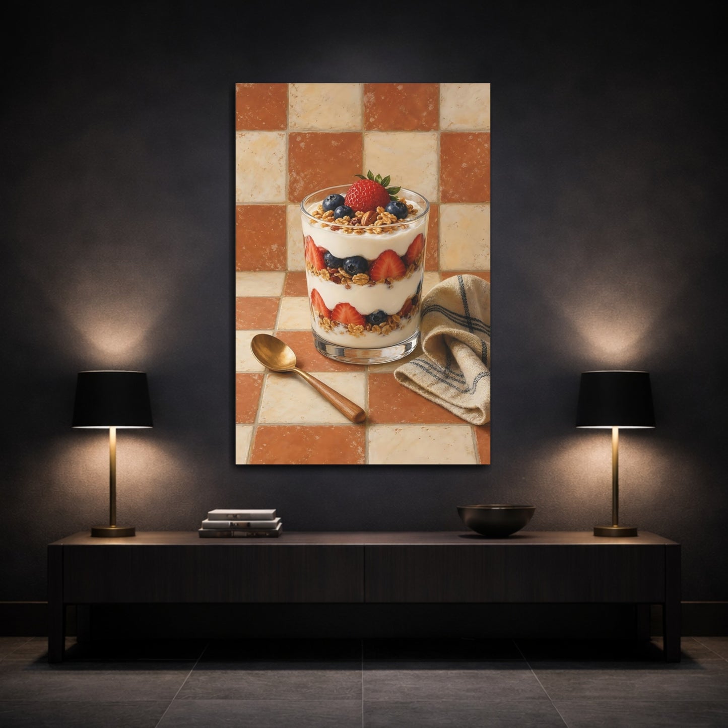 Mockup 3. Nature Berry Parfait Fresh Berry Parfait shown as stretched canvas wall art