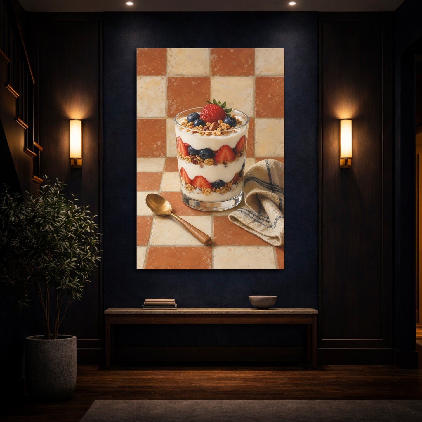 Mockup 4. Nature Berry Parfait Fresh Berry Parfait shown as stretched canvas wall art