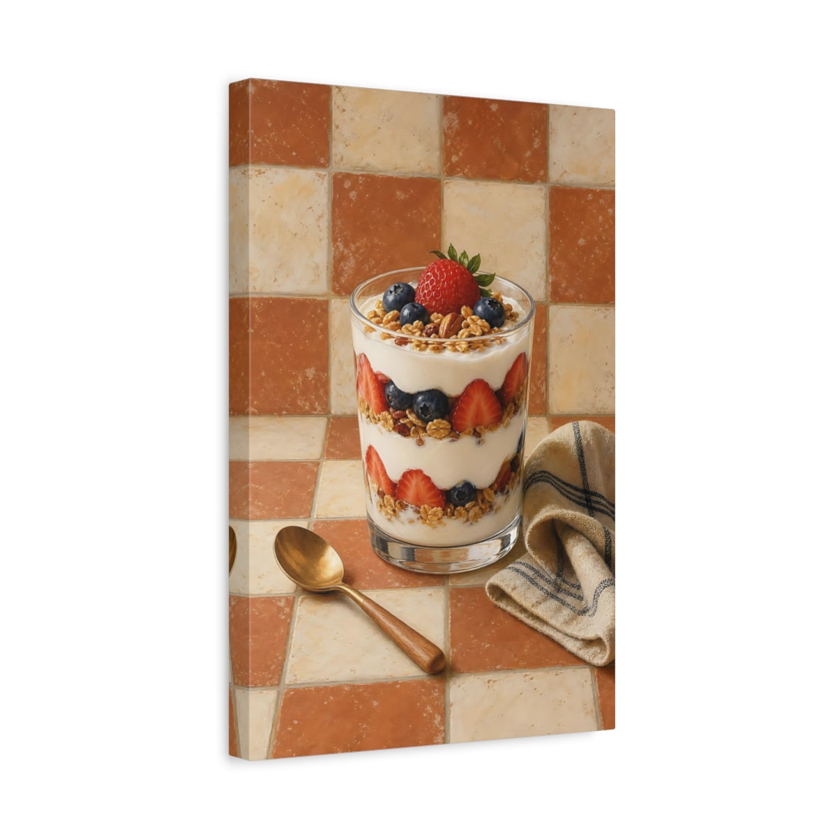 Side Mockup 4. Nature Berry Parfait Fresh Berry Parfait shown as stretched canvas wall art