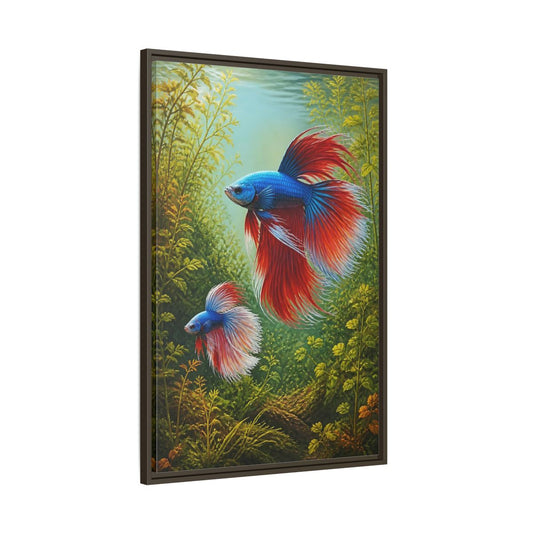 Main Mockup. Nature Betta Fish Vibrant Betta Fish shown as stretched canvas wall art