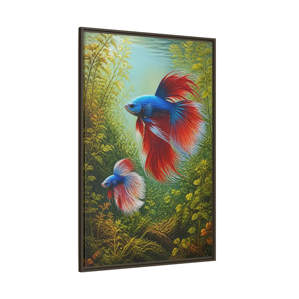 Side Mockup 8. Nature Betta Fish Vibrant Betta Fish shown as stretched canvas wall art