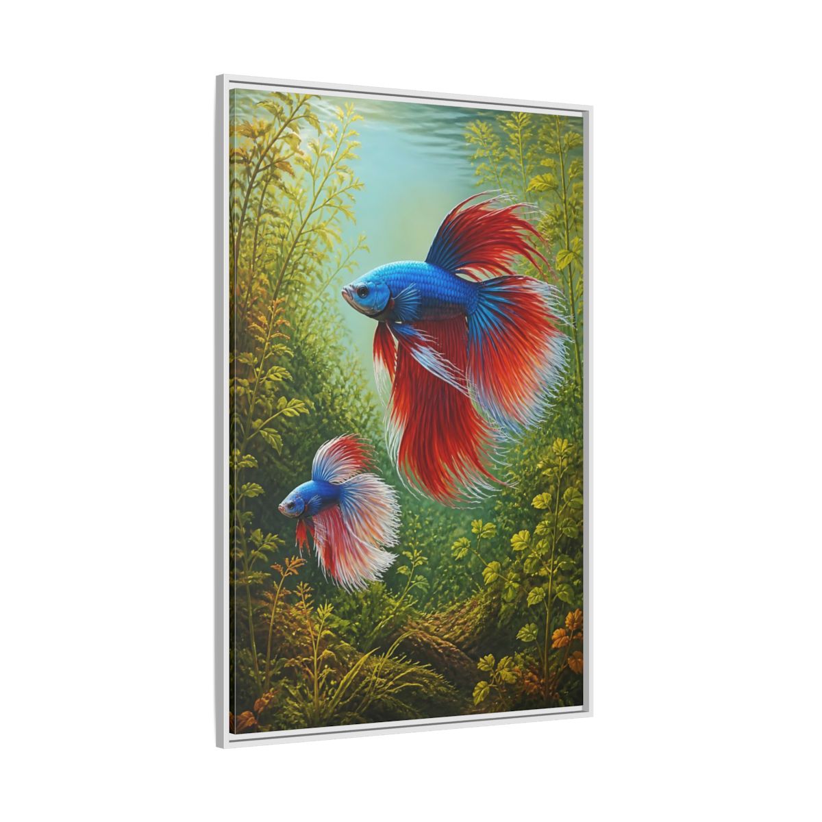 Side Mockup 7. Nature Betta Fish Vibrant Betta Fish shown as stretched canvas wall art