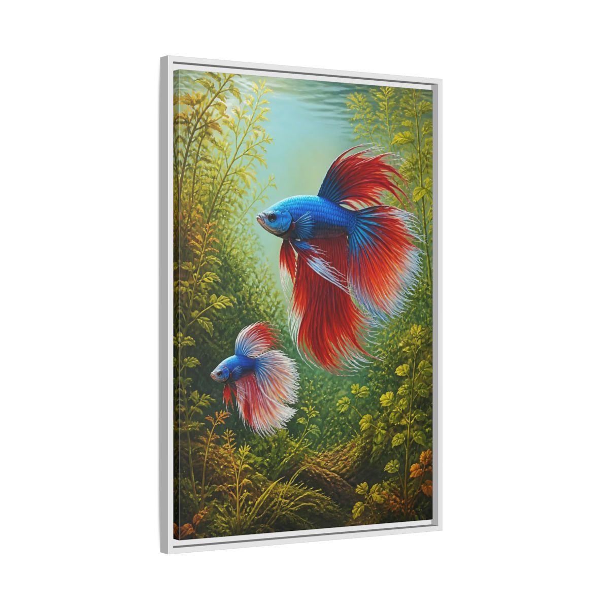 Side Mockup 9. Nature Betta Fish Vibrant Betta Fish shown as stretched canvas wall art