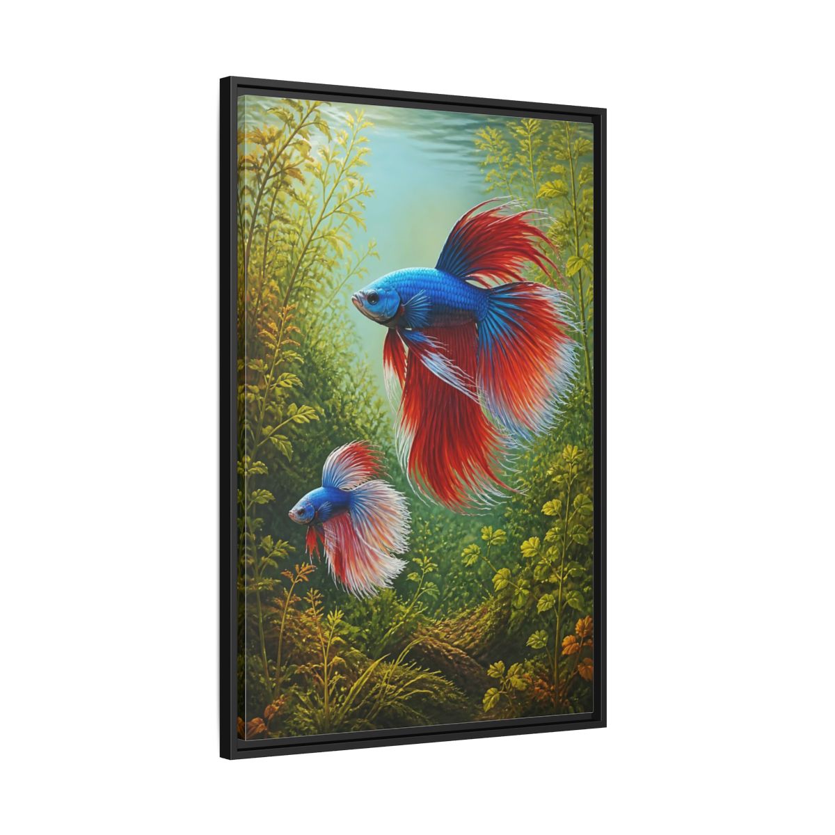 Side Mockup 13. Nature Betta Fish Vibrant Betta Fish shown as stretched canvas wall art