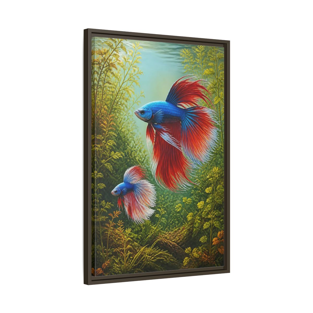 Side Mockup 11. Nature Betta Fish Vibrant Betta Fish shown as stretched canvas wall art