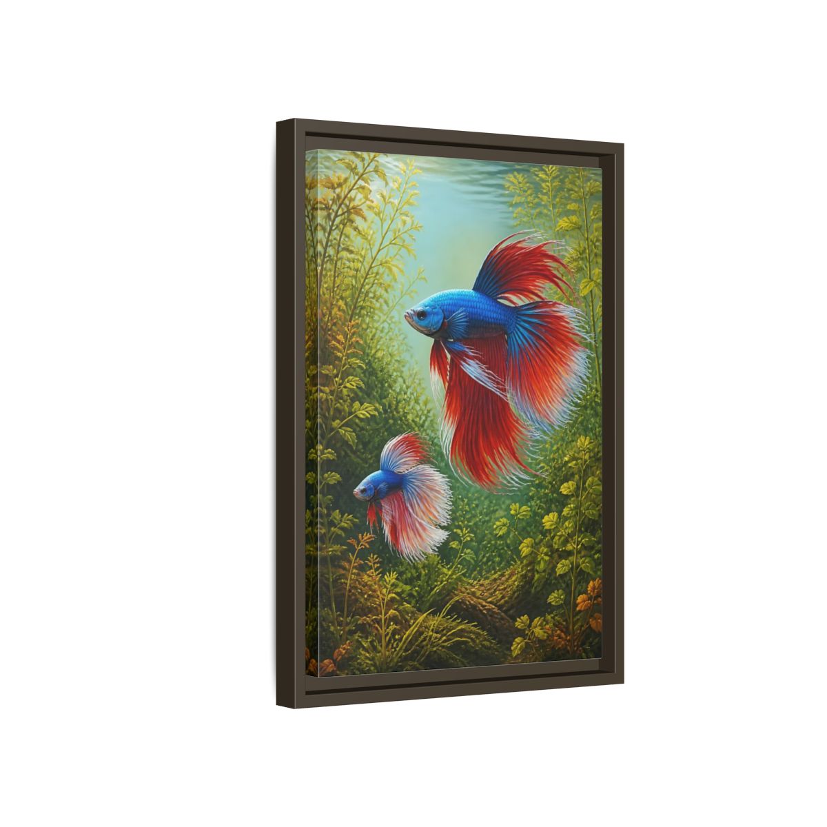 Side Mockup 5. Nature Betta Fish Vibrant Betta Fish shown as stretched canvas wall art