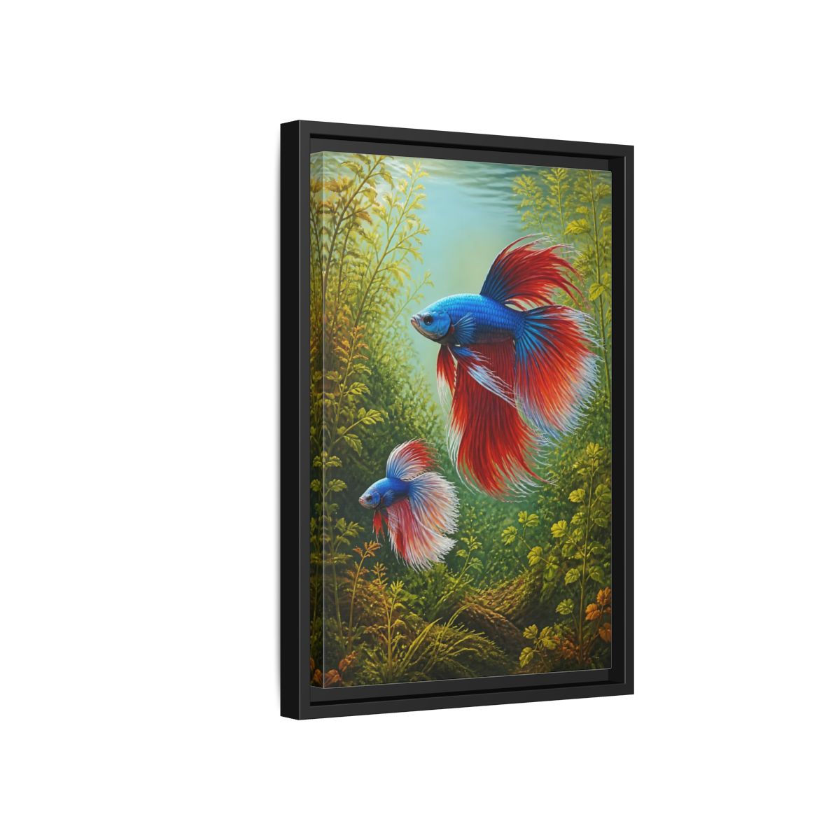 Side Mockup 6. Nature Betta Fish Vibrant Betta Fish shown as stretched canvas wall art