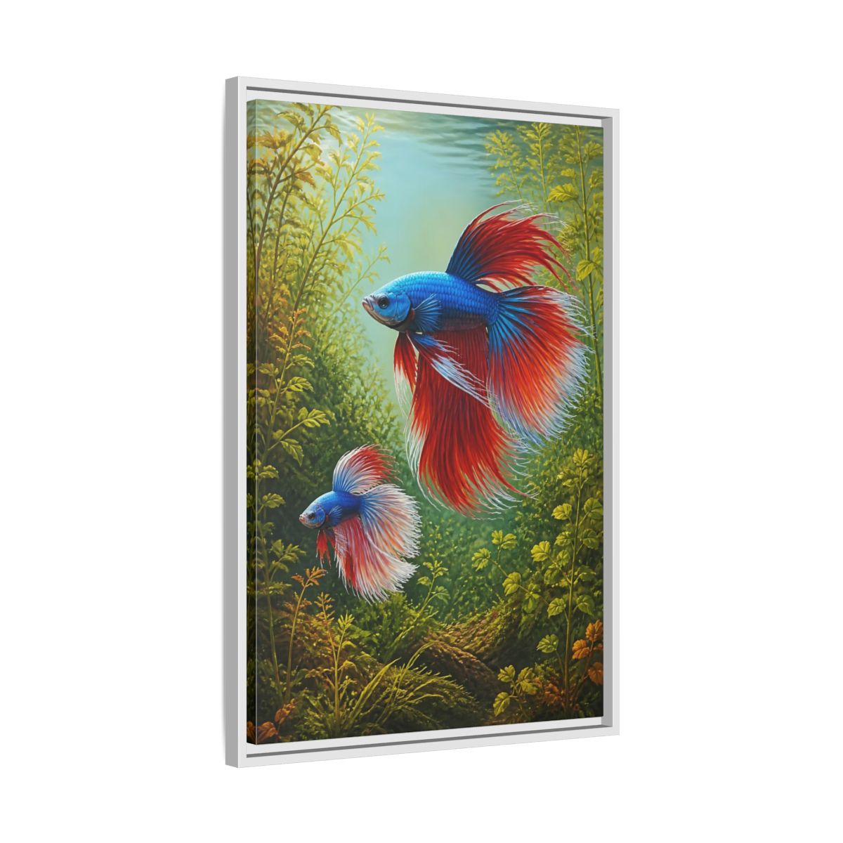 Side Mockup 10. Nature Betta Fish Vibrant Betta Fish shown as stretched canvas wall art