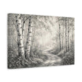 Side Mockup 4. Nature Birch Trees Birch Forest Monochrome shown as stretched canvas wall art