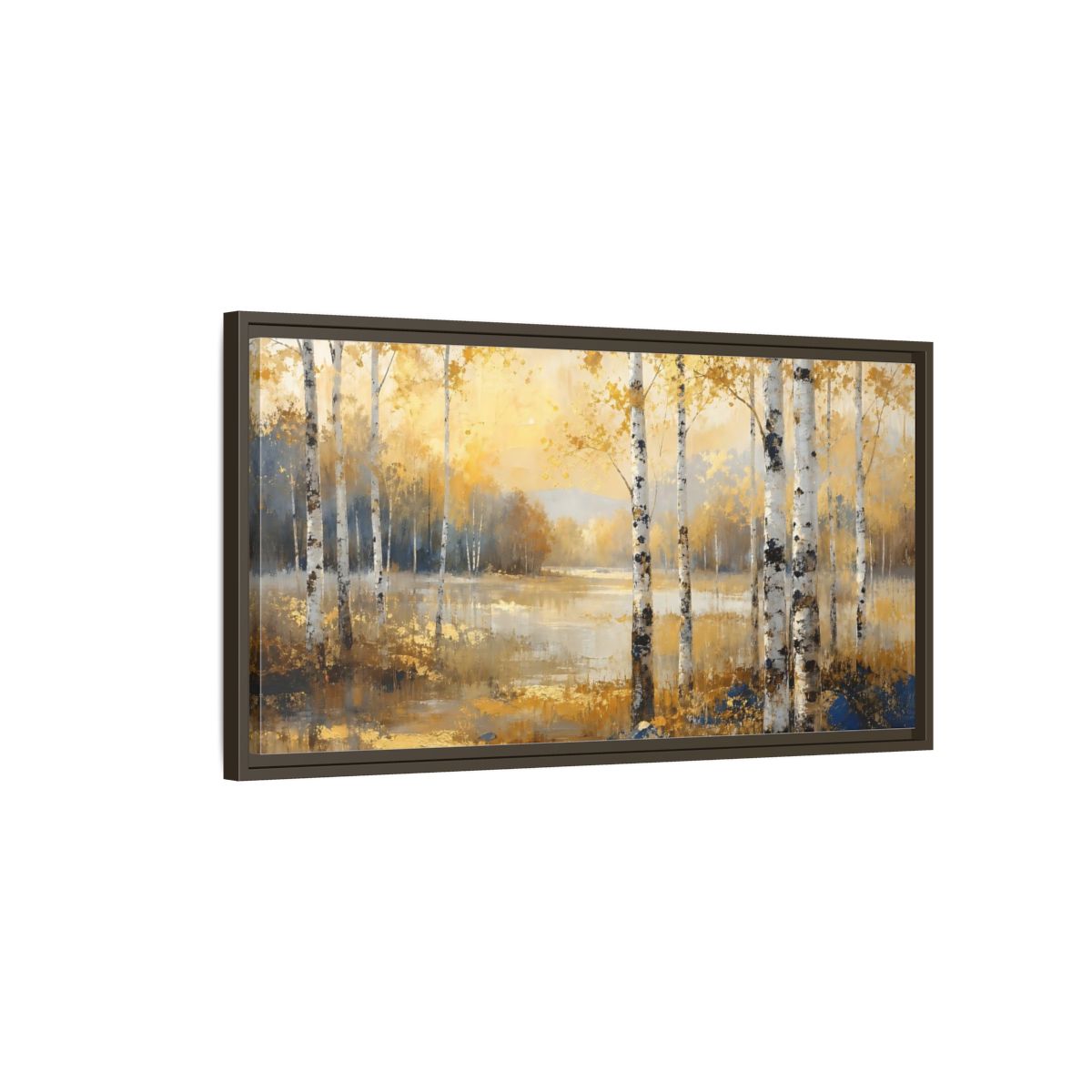 Main Mockup. Nature Birch Trees Golden Birch Landscape shown as stretched canvas wall art