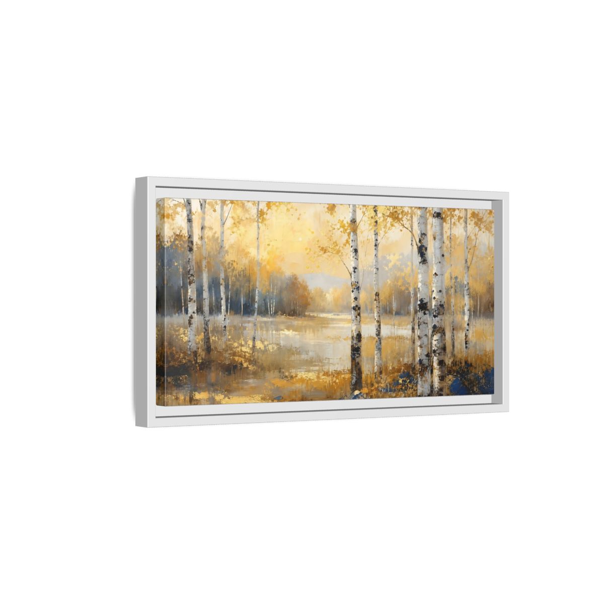 Side Mockup 6. Nature Birch Trees Golden Birch Landscape shown as stretched canvas wall art