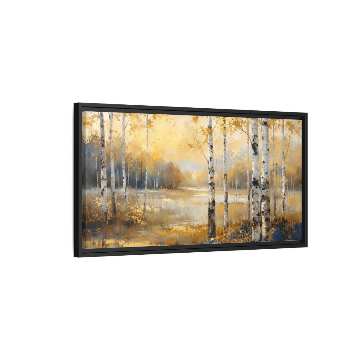 Side Mockup 2. Nature Birch Trees Golden Birch Landscape shown as stretched canvas wall art