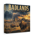Side Mockup 2. Nature Bison Herd Brown And Gold shown as stretched canvas wall art