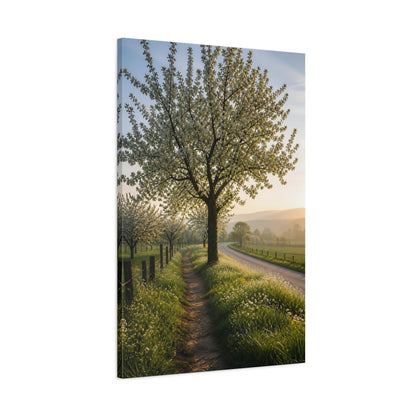 Main Mockup. Nature Blooming Tree Spring Landscape shown as stretched canvas wall art