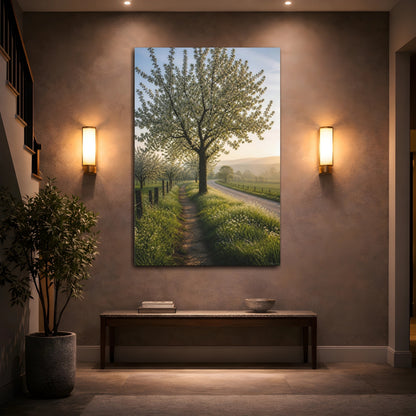Mockup 2. Nature Blooming Tree Spring Landscape shown as stretched canvas wall art