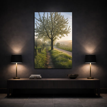 Mockup 3. Nature Blooming Tree Spring Landscape shown as stretched canvas wall art