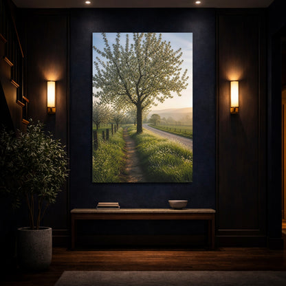 Mockup 4. Nature Blooming Tree Spring Landscape shown as stretched canvas wall art