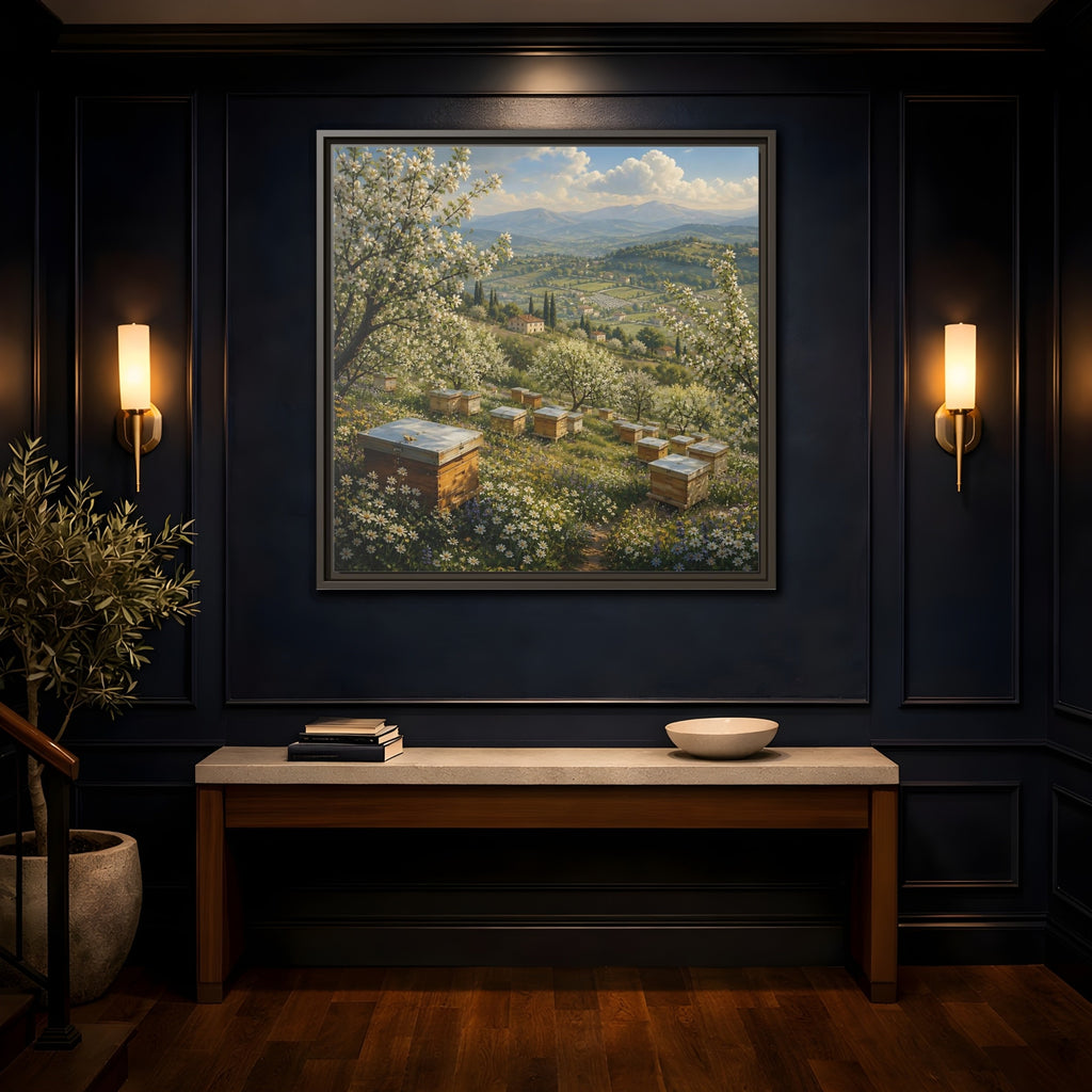 Mockup 4. Nature Blossom Field Spring Blossom Field shown as stretched canvas wall art