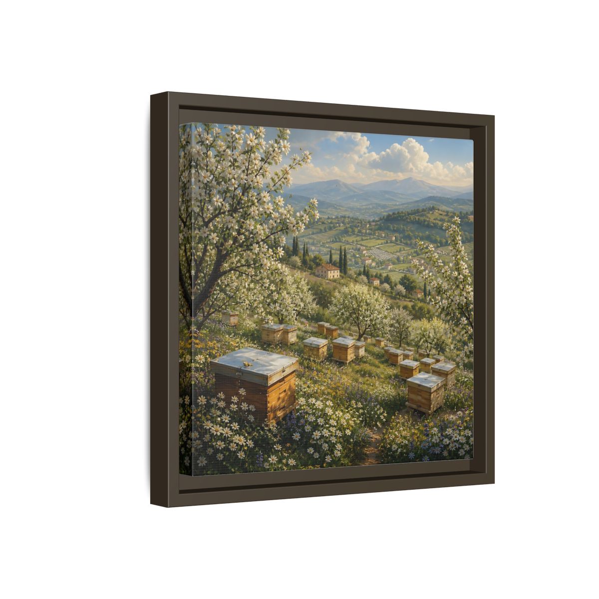 Side Mockup 17. Nature Blossom Field Spring Blossom Field shown as stretched canvas wall art