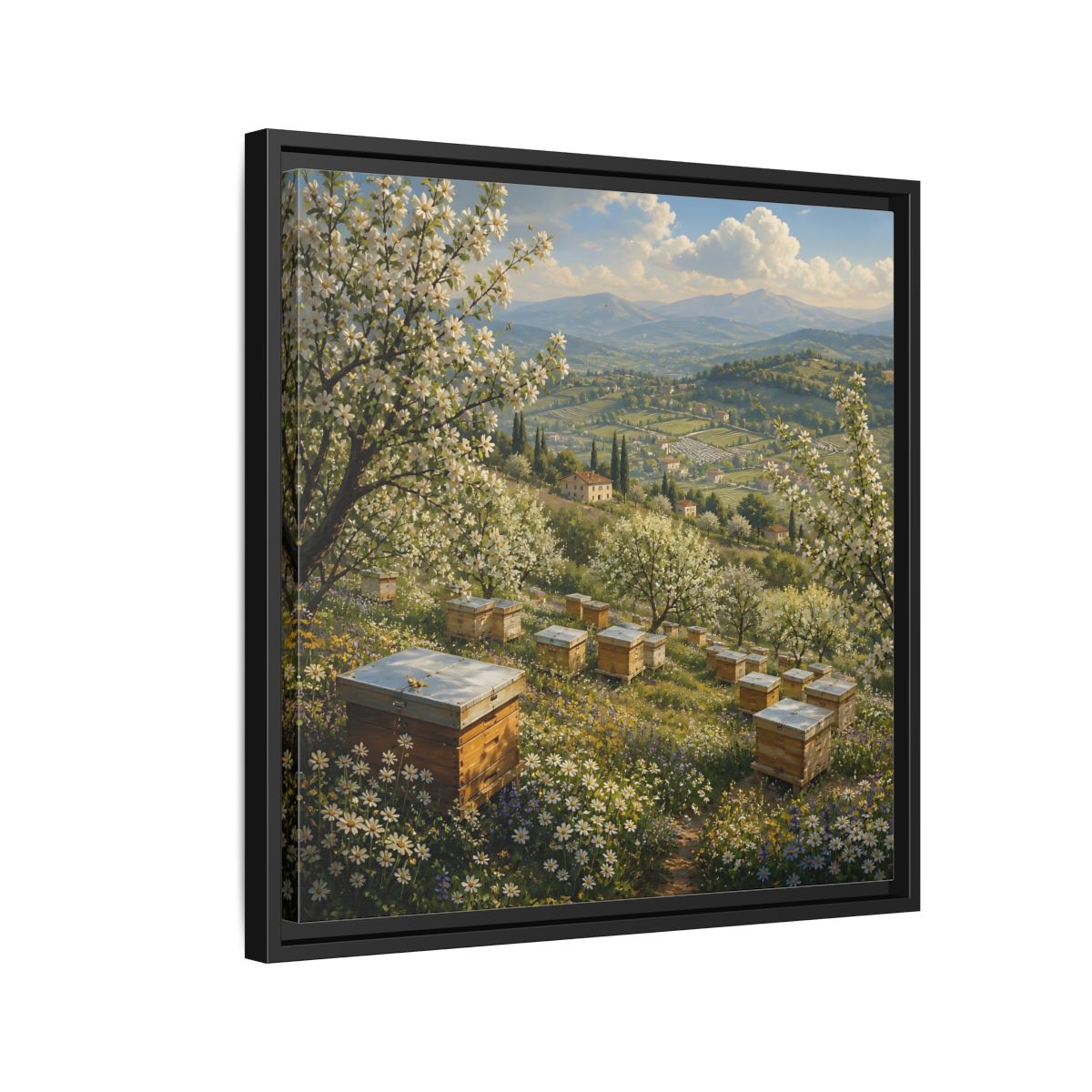 Side Mockup 12. Nature Blossom Field Spring Blossom Field shown as stretched canvas wall art