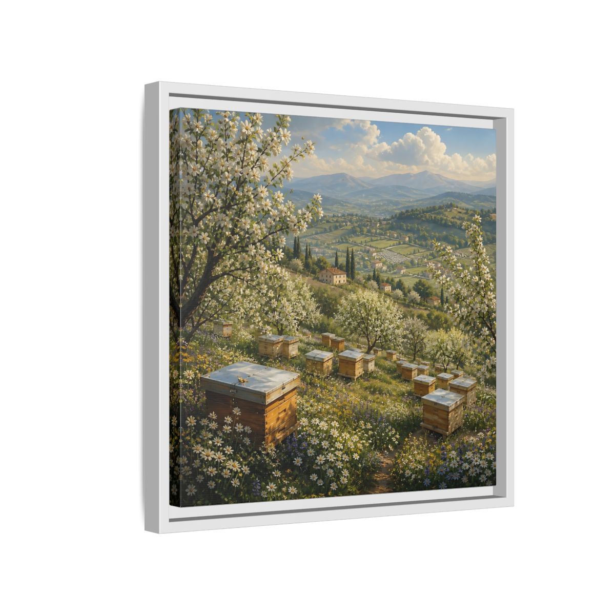 Side Mockup 13. Nature Blossom Field Spring Blossom Field shown as stretched canvas wall art