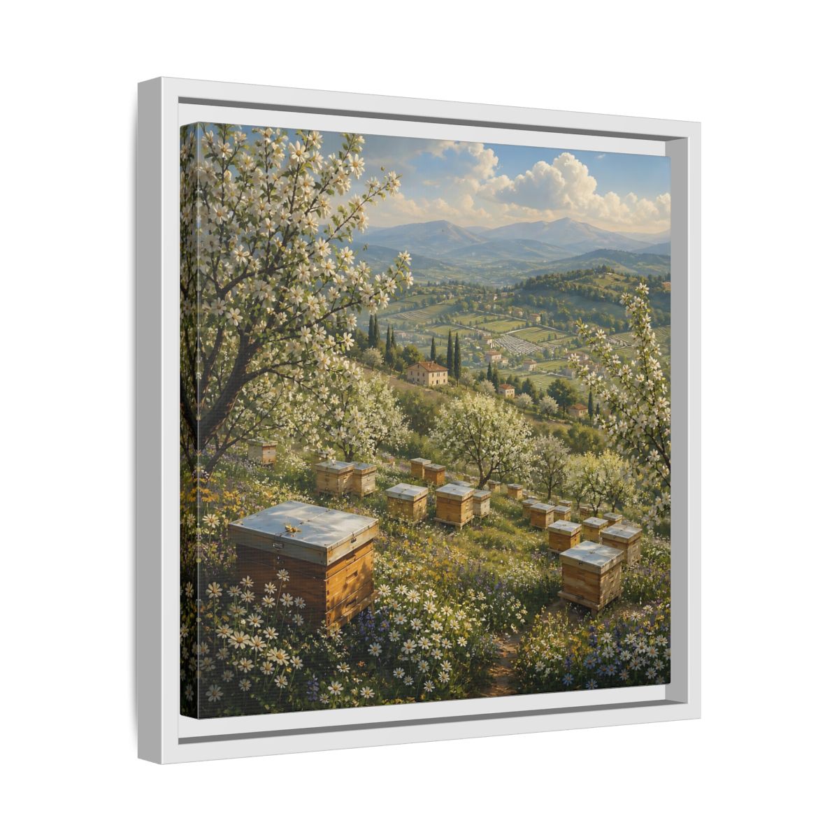 Side Mockup 28. Nature Blossom Field Spring Blossom Field shown as stretched canvas wall art