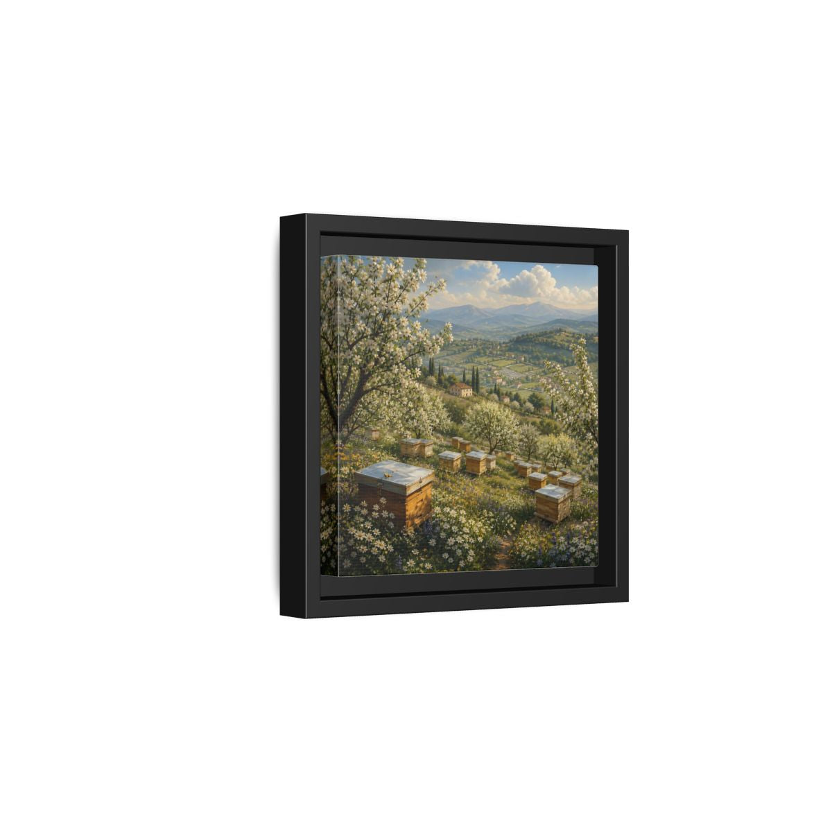 Side Mockup 3. Nature Blossom Field Spring Blossom Field shown as stretched canvas wall art