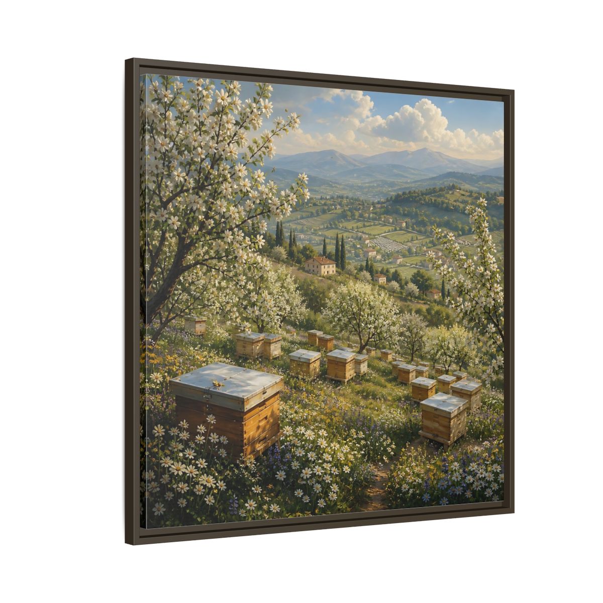 Side Mockup 8. Nature Blossom Field Spring Blossom Field shown as stretched canvas wall art