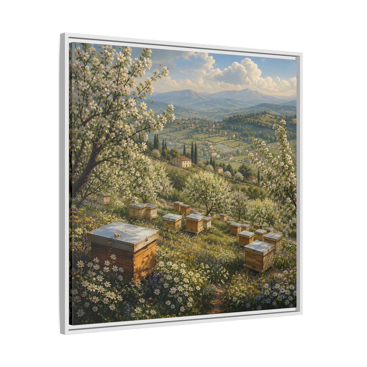 Side Mockup 25. Nature Blossom Field Spring Blossom Field shown as stretched canvas wall art