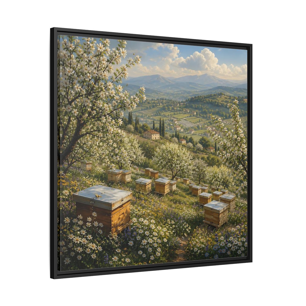 Side Mockup 30. Nature Blossom Field Spring Blossom Field shown as stretched canvas wall art