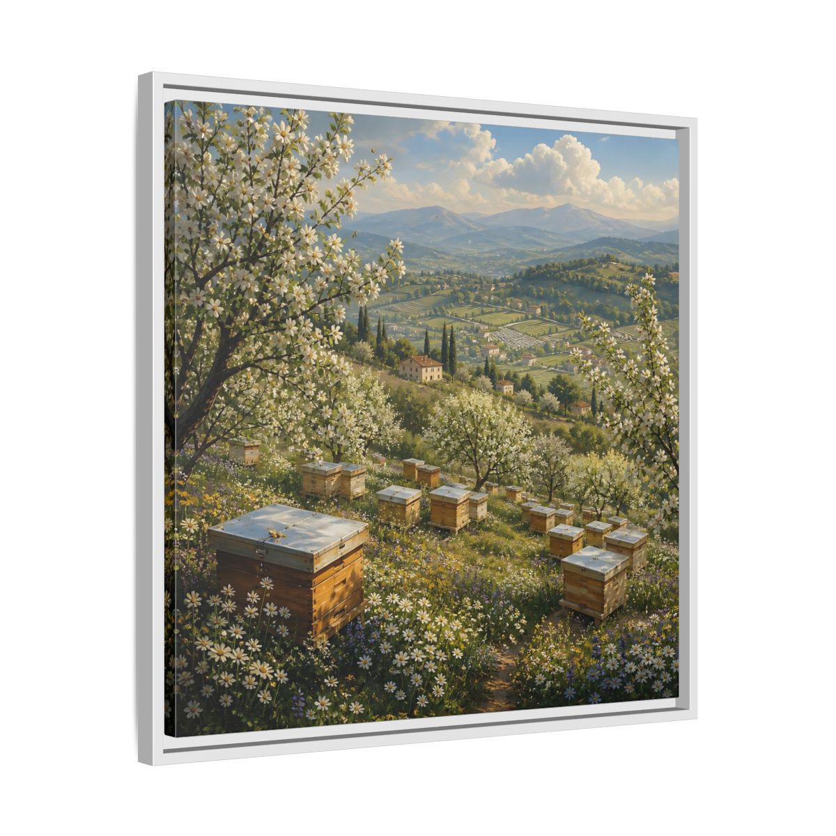 Side Mockup 26. Nature Blossom Field Spring Blossom Field shown as stretched canvas wall art