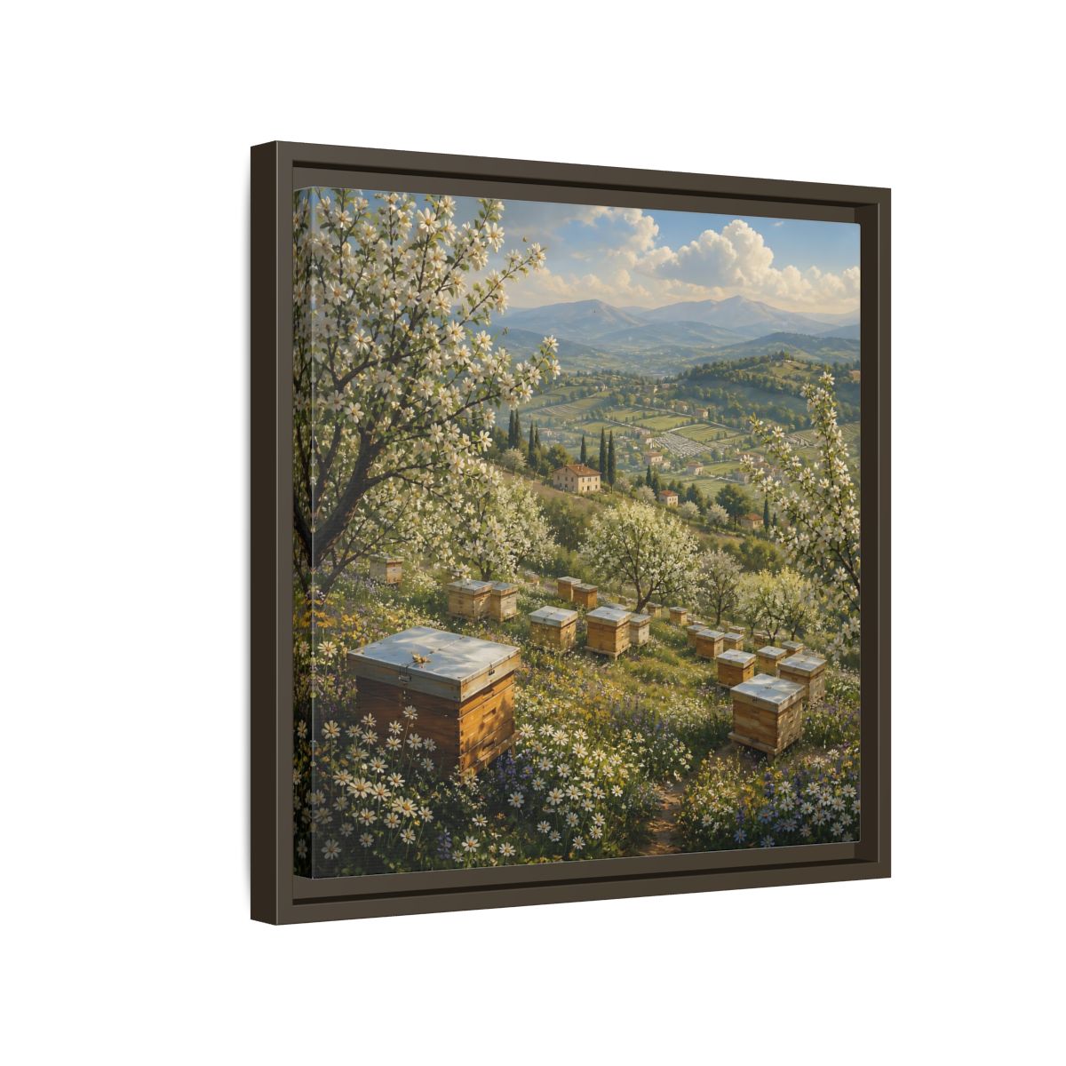 Side Mockup 14. Nature Blossom Field Spring Blossom Field shown as stretched canvas wall art