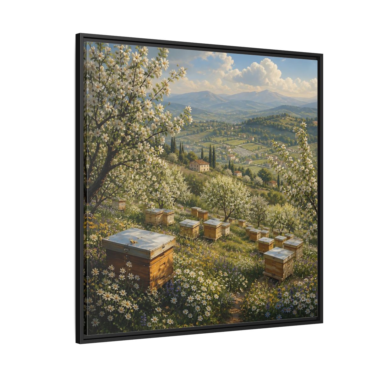 Side Mockup 6. Nature Blossom Field Spring Blossom Field shown as stretched canvas wall art