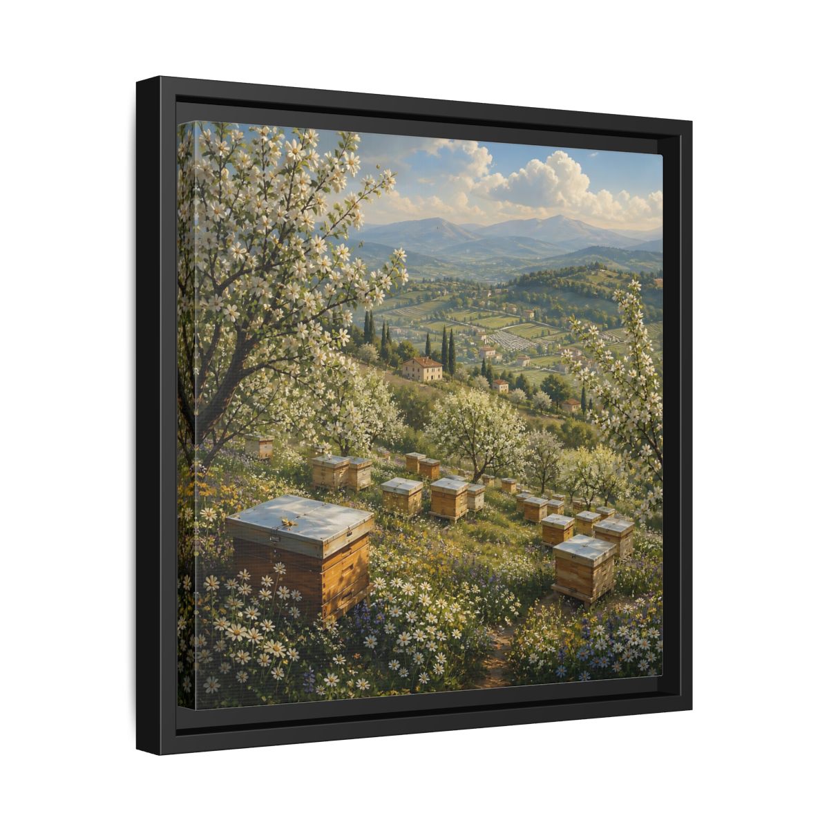 Side Mockup 32. Nature Blossom Field Spring Blossom Field shown as stretched canvas wall art