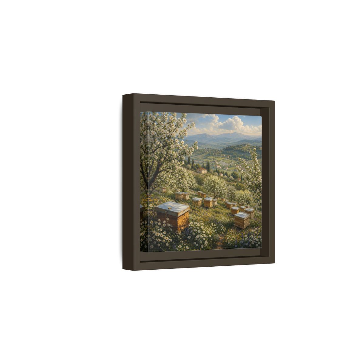 Side Mockup 2. Nature Blossom Field Spring Blossom Field shown as stretched canvas wall art
