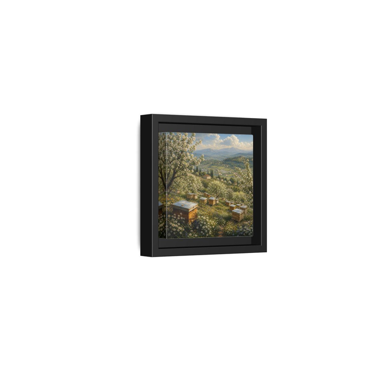 Side Mockup 24. Nature Blossom Field Spring Blossom Field shown as stretched canvas wall art