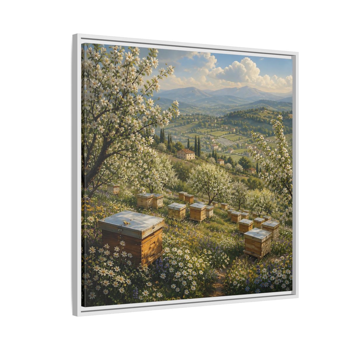 Side Mockup 7. Nature Blossom Field Spring Blossom Field shown as stretched canvas wall art