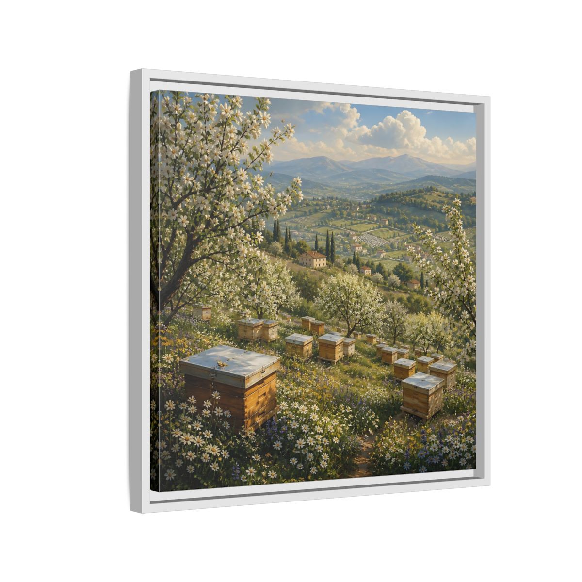 Side Mockup 10. Nature Blossom Field Spring Blossom Field shown as stretched canvas wall art